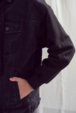 Denim Hooded Drawstring Jacket