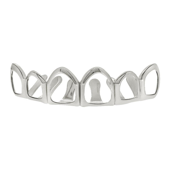 Silver Grillz 6 Outline Teeth Top - Presidential Brand (R)