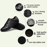 Mens Lace Up Fashion Black Flats - Presidential Brand (R)