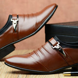 Men Solid Color Folds Comfy Microfiber Leather Non Slip Formal Shoes - Presidential Brand (R)
