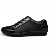 Mens Lace Up Fashion Black Flats - Presidential Brand (R)