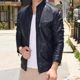 Mens Vegan Leather Black Biker Jacket - Presidential Brand (R)