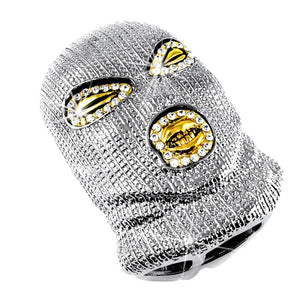 Goon Face Ski Mask Rhodium Pendant - Presidential Brand (R)