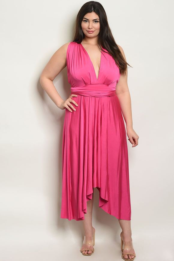 Women's Plus SIze Fuchsia Sleeveless Halter Neck Maxi Dress(6 pcs/ Bundle) - Presidential Brand (R)