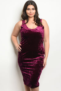 Women's Plus Size Plum Sleeveless Scoop Neck Velvet BodyCon Dress(6 pcs/ Bundle) - Presidential Brand (R)