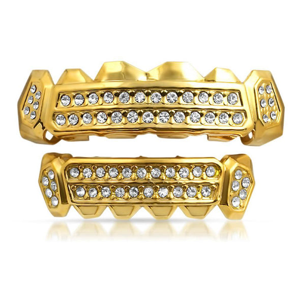 Customized Grillz Gold Teeth Top Bottom Set - Presidential Brand (R)