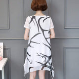 Womens Uneven Black and White Chiffon Dress - Presidential Brand (R)