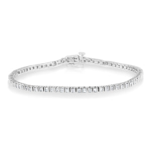 Sterling Silver 1ct TDW Baguette Diamond Link Bracelet (H-I,I2-I3) - Presidential Brand (R)