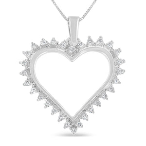 Sterling Silver 1/4ct TDW Diamond Heart Pendant Necklace (I-J, I3) - Presidential Brand (R)
