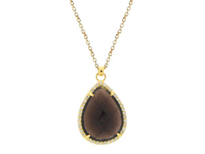 Smoky CZ Tear Drop Necklace - Presidential Brand (R)