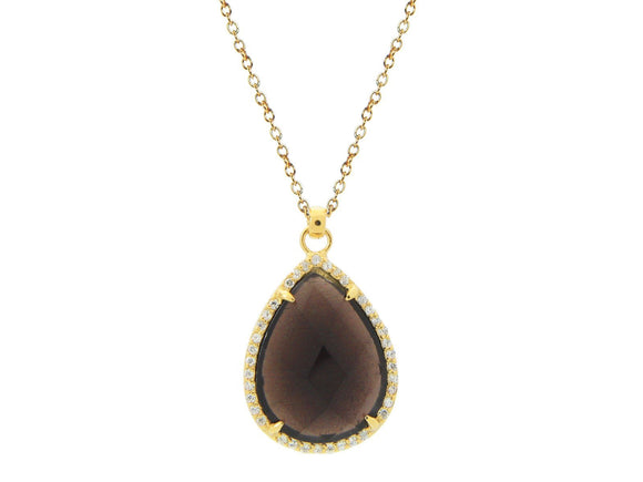Smoky CZ Tear Drop Necklace - Presidential Brand (R)