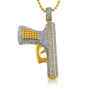 Gold CZ Handgun Pendant Jewelry - Presidential Brand (R)