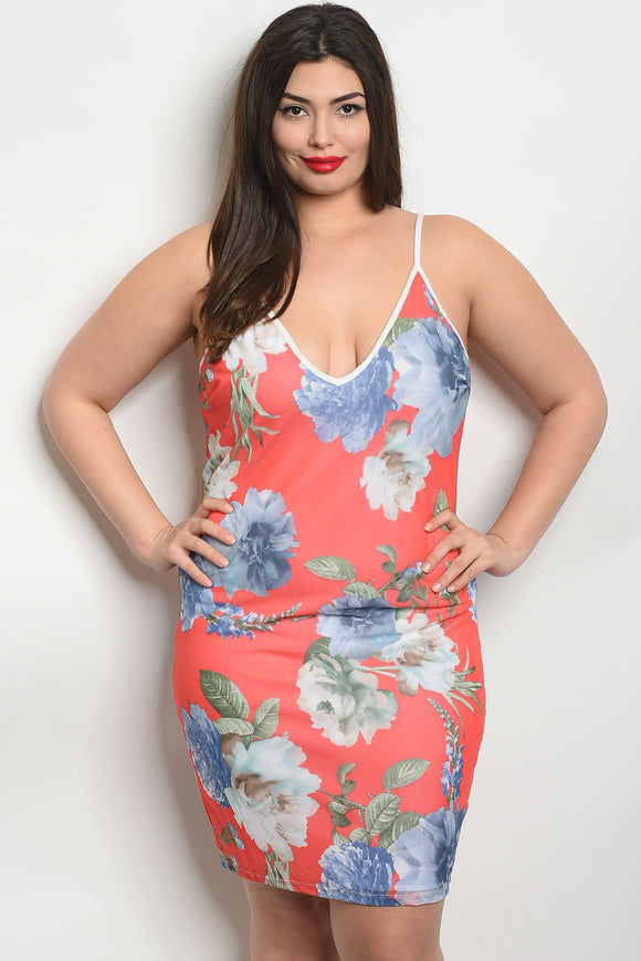 Women's Plus Size Floral Sleeveless Floral Printed Bodycon Dress With V-Neckline(6 pcs/ Bundle) - Presidential Brand (R)