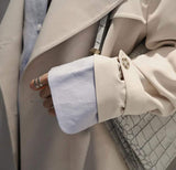 Womens Double Breasted Long Trench with Side Button Details - Presidential Brand (R)