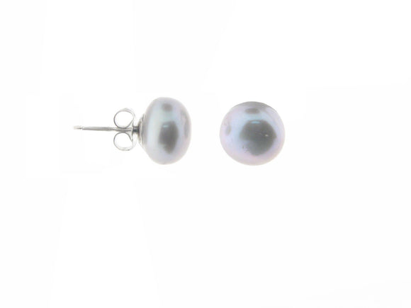 Grey Overtone Fresh Water Pearl Stud Earrings, 10-11mm - Presidential Brand (R)