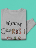 Merry Christmas Text Sweatshirt -SmartPrintsInk Designs