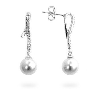 Pearl Cubic Zirconia Dangle Earrings - Presidential Brand (R)