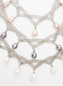 Grace Pearl and Silver Mesh Princess Necklace - Presidential Brand (R)