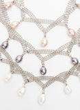 Grace Pearl and Silver Mesh Princess Necklace - Presidential Brand (R)