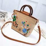 Embroidered Straw Crossbody Bag - Presidential Brand (R)