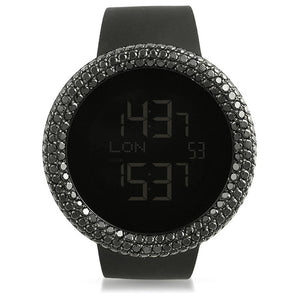 Digital Custom Rounded Black CZ Bezel Watch - Presidential Brand (R)