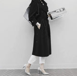 Womens Double Breasted Long Trench with Side Button Details - Presidential Brand (R)
