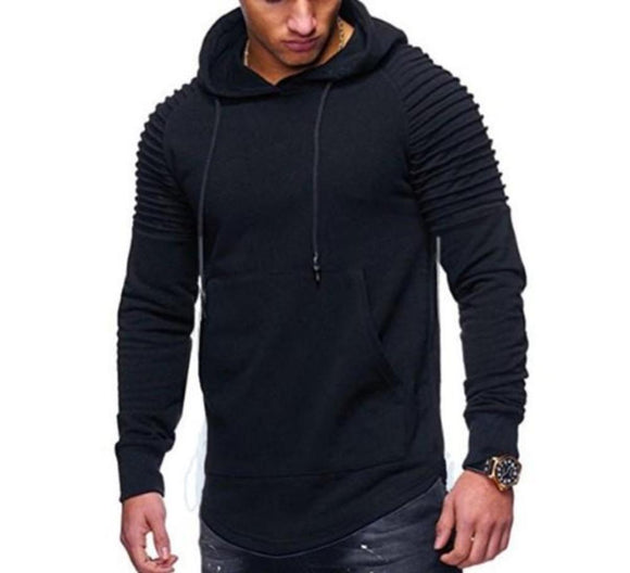 Mens Slim Fit Biker Hoodie in Black - Presidential Brand (R)