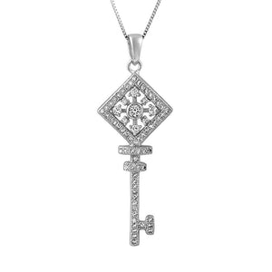 Square Wheel Key CZ .925 Sterling Silver Pendant - Presidential Brand (R)