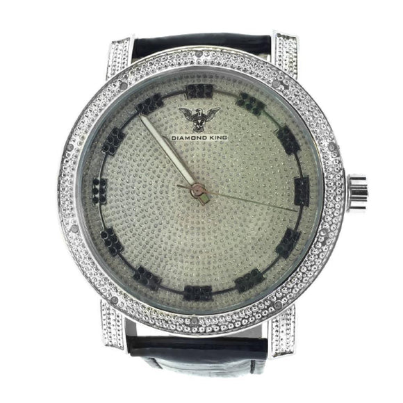 Genuine Diamond Techno King Black Leather Watch - Presidential Brand (R)