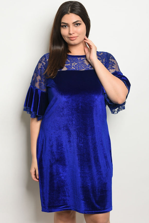 Women's Plus Size Royal Short Sleeve Shift Dress wiht Lace Details and a Crew Neckline(6 pcs/ Bundle) - Presidential Brand (R)