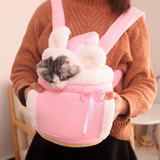 Pet Carrying Dog Cat Carrier Backpack Warn Plush Travel Bag Chest Pack Breathable Cat Animal Transport Backpack