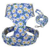 Dog Cat Harness and Leash Set Nylon Pet Vest Harness Dogs Walking Lead Rope Pretty Flower Print