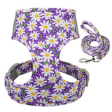 Dog Cat Harness and Leash Set Nylon Pet Vest Harness Dogs Walking Lead Rope Pretty Flower Print