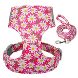 Dog Cat Harness and Leash Set Nylon Pet Vest Harness Dogs Walking Lead Rope Pretty Flower Print