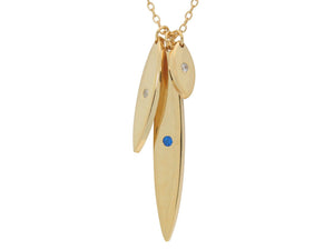 Sterling Silver Gold Plated Three Elongated Eyes Necklace 16"+2" - Presidential Brand (R)