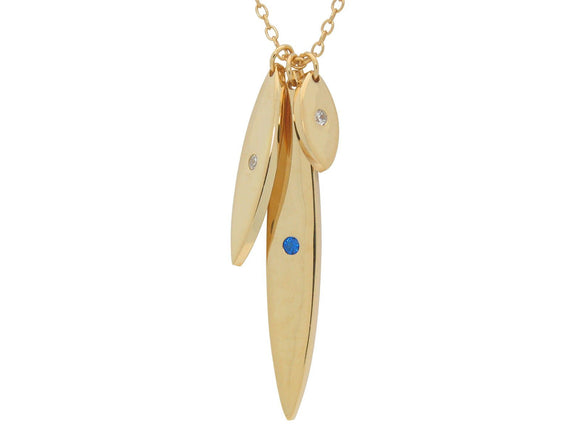 Sterling Silver Gold Plated Three Elongated Eyes Necklace 16