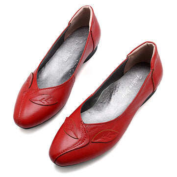 Women Shoes Leaf Comfortable Causal Slip On Flats - Presidential Brand (R)