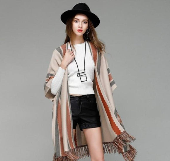 Womens Batwing Open Front Poncho Cape - Presidential Brand (R)