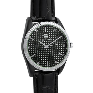 Diamond Dress Watch Silver Bezel Black Case Band - Presidential Brand (R)
