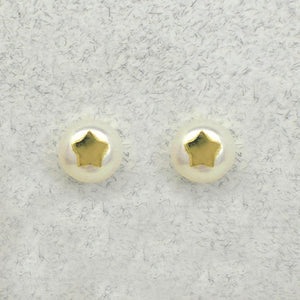BecKids 14k Yellow Gold Star Pearl Stud Earrings, 5mm - Presidential Brand (R)