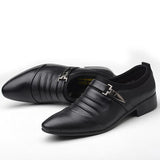 Men Solid Color Folds Comfy Microfiber Leather Non Slip Formal Shoes - Presidential Brand (R)