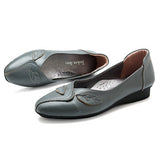 Women Shoes Leaf Comfortable Causal Slip On Flats - Presidential Brand (R)