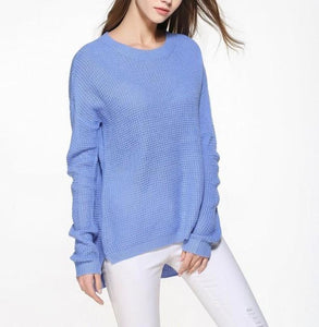 Womens Relaxed Fit Round Neck Sweater in Blue - Presidential Brand (R)