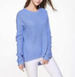 Womens Relaxed Fit Round Neck Sweater in Blue - Presidential Brand (R)