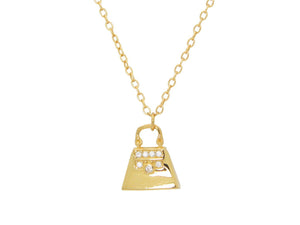 Teen Sparkling Cz Purse Pendant Necklace in Gold Plated Sterling Silver, 16" + 2" - Presidential Brand (R)