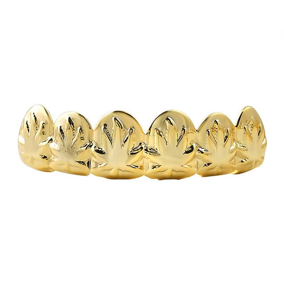 Gold Marijuana Leaf Pot Grillz - Presidential Brand (R)