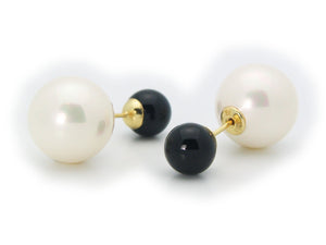Double Sided Faux Black Pearl Tribal Earrings | 925 Sterling Silver - Presidential Brand (R)