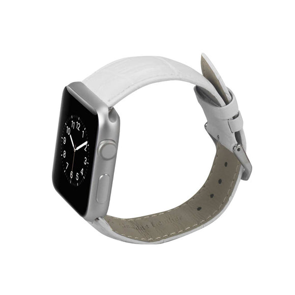 REIKO WATCH 38MM GENUINE LEATHER IWATCH BAND STRAP WITHOUT BAND ADAPTORS 38MM IN WHITE - Presidential Brand (R)
