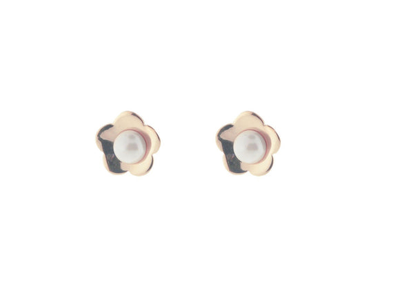 Rose Pearl Flower Stud Earrings - Presidential Brand (R)
