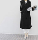 Womens Double Breasted Long Trench with Side Button Details - Presidential Brand (R)